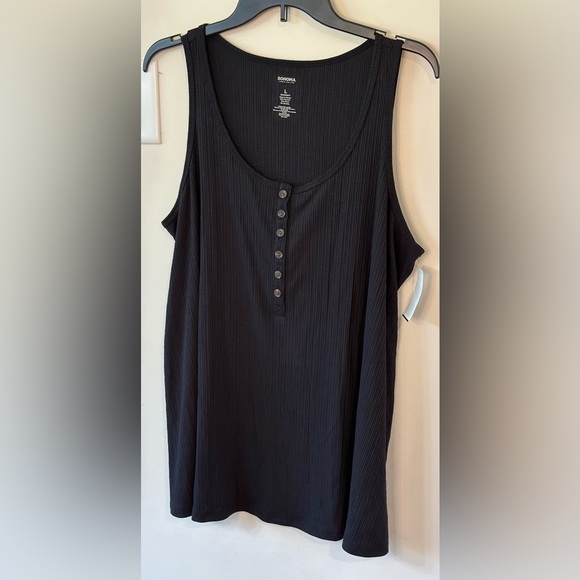 Sonoma Maternity Black Ribbed Tank Top NWT Size Maternity Large - Picture 1 of 8